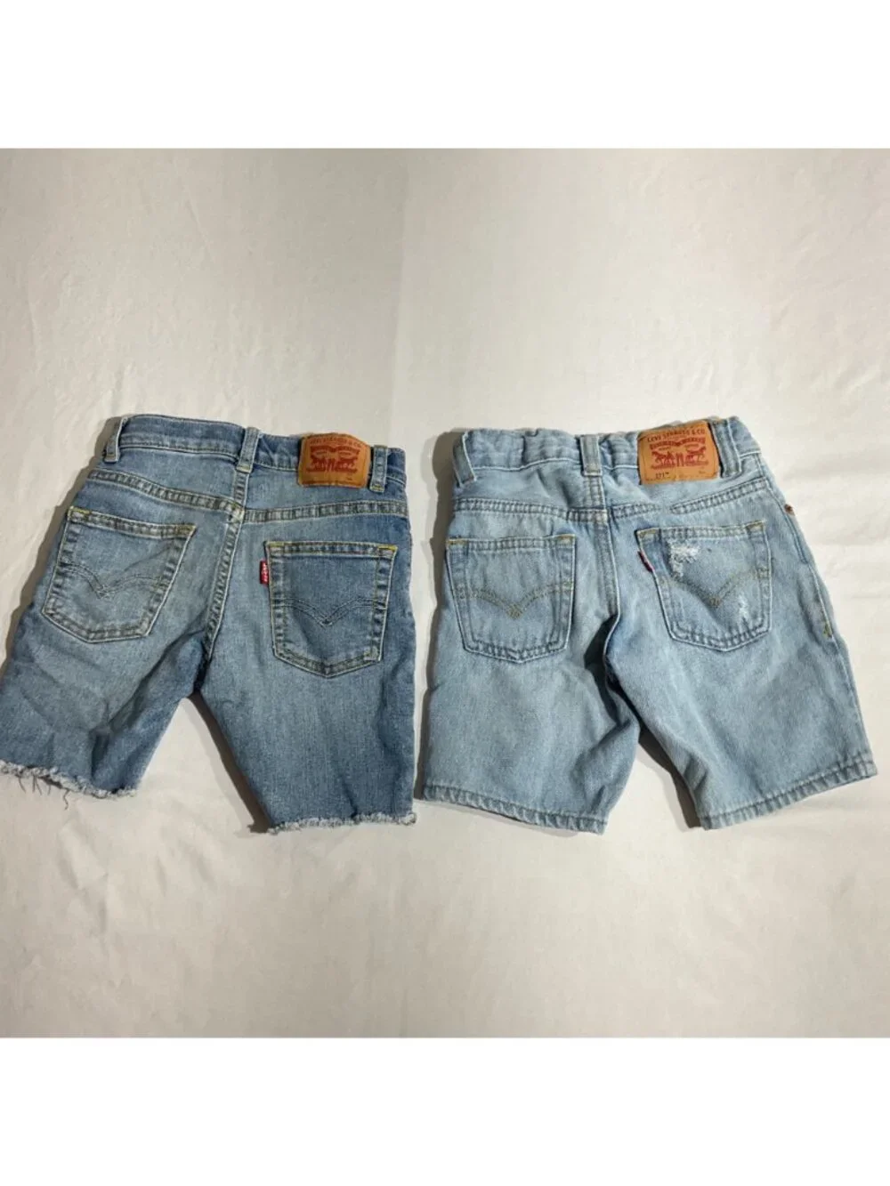 Levis Kids Distressed Light Blue Slim Denim Shorts Adjustable Waist size 5 and 6